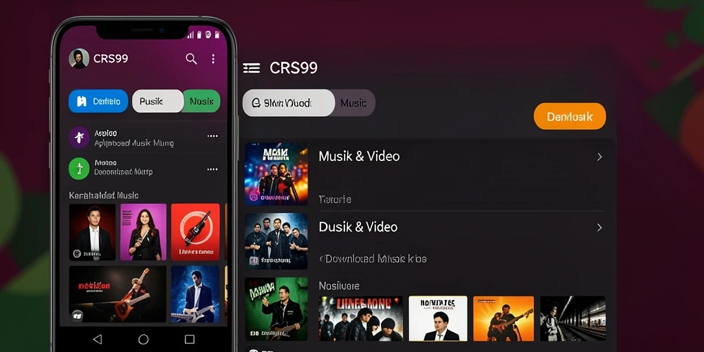 Antarmuka aplikasi CRS99 menampilkan fungsi Download Musik yang sederhana dan efisien.
