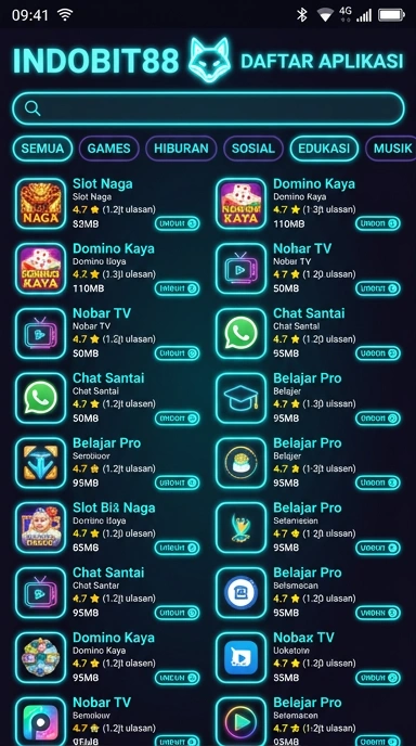 Tampilan katalog aplikasi indobit88